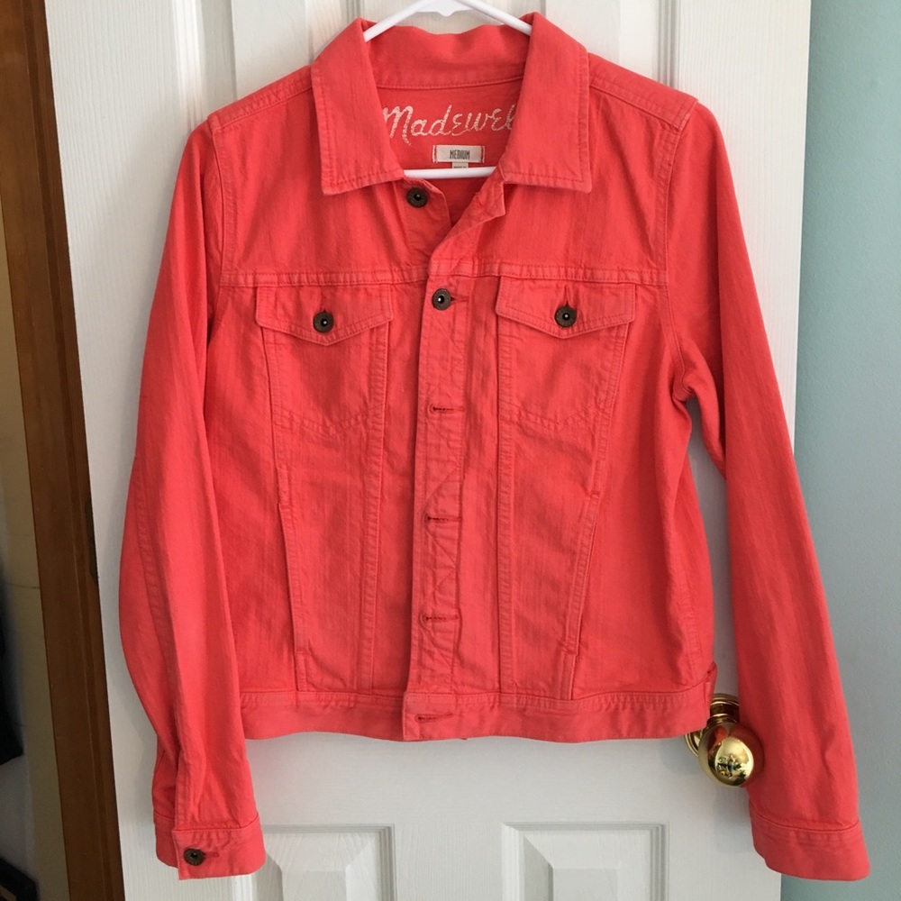 Madewell coral pink jean jacket